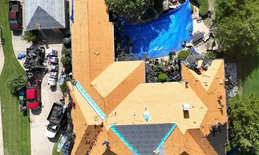 Professional Storm Damage Roof Repair being performed in Alpine